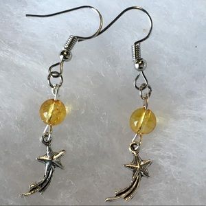 Yellow Citrine Shooting Star Earrings